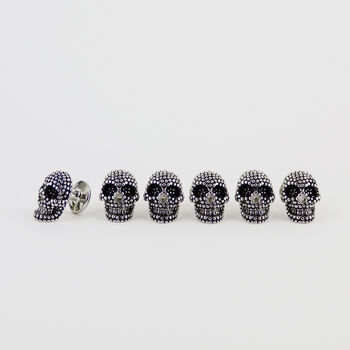 Six Skull Design Dress Shirt Tuxedo Studs And Cufflink Set, 2 of 2