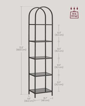 Five Tier Shelf Tempered Glass Rack Arched Design, 10 of 12