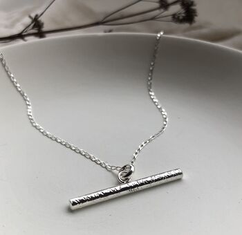 Delicate Textured T Bar Necklace, 6 of 11