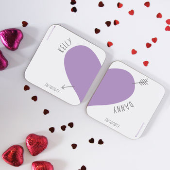 Personalised Love Heart Coasters Pair, 4 of 7
