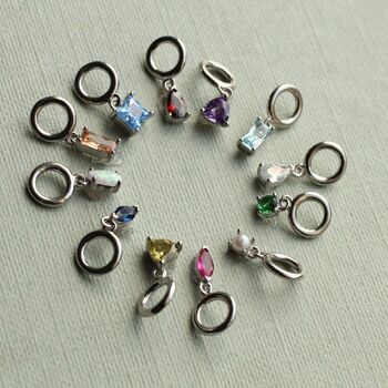 Sterling Silver Birthstone Charm Necklace, 9 of 10