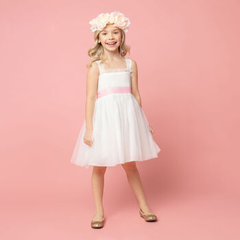 Ballet Tutu Tulle Flower Girl Dress, White And Pink, 4 of 6