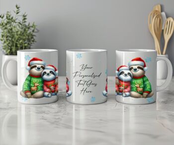 Personalised Christmas Sloth Couple In Love Mug C, 2 of 2