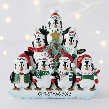Personalised Table Top Penguin Family Decoration, 2 of 3