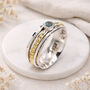 Personalised Sterling Silver And Brass Sky Blue Topaz Spinner Ring – 8mm, thumbnail 1 of 8