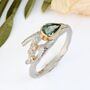 Green Sapphire And Diamond Elvish Twig Engagement Ring, thumbnail 1 of 7