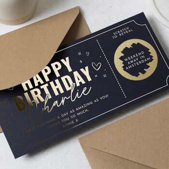 Personalised Birthday Scratch Reveal Gift Voucher Card, 3 of 9