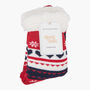 Women's Long Slipper Socks Grip Sole Fair Isle Navy Red, thumbnail 2 of 3