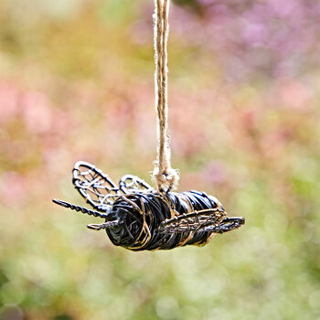 Recycled Metal Hanging Bee Garden Ornament, 2 of 6