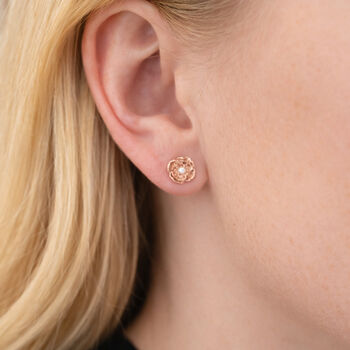 Sterling Silver And Rose Gold Poppy Flower Stud Earrings – 7mm, 5 of 7