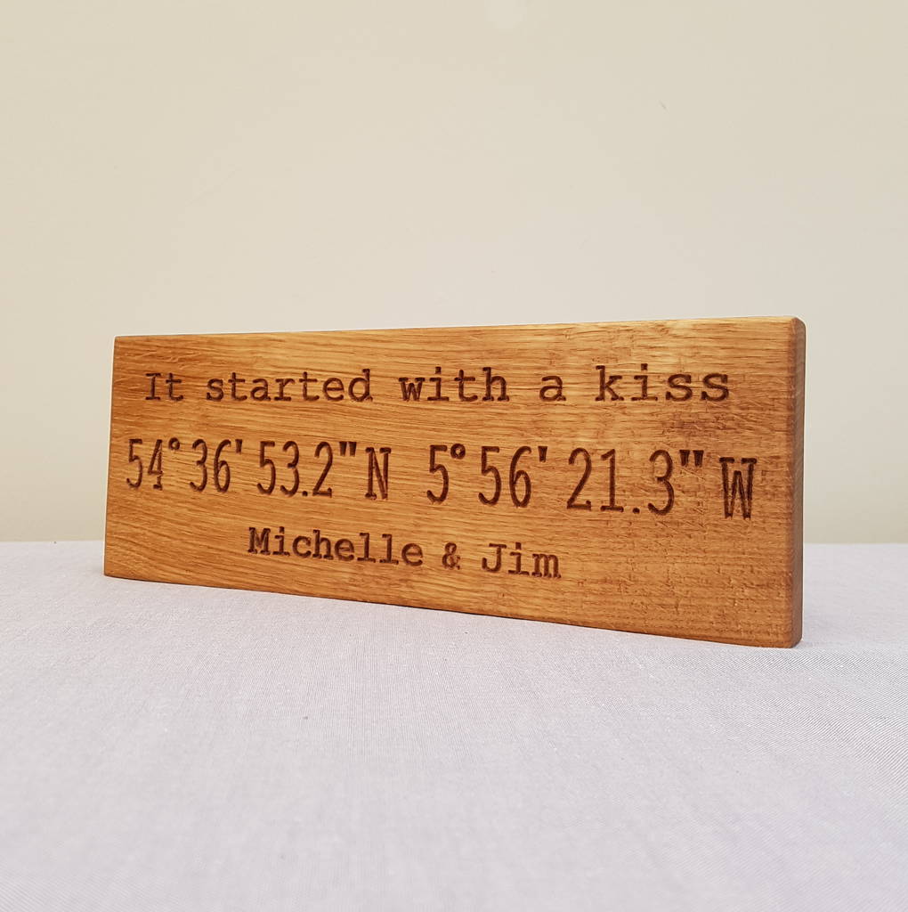 Romantic Engraved Oak Location Sign, 1 of 8