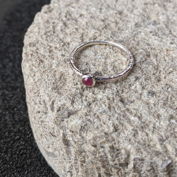 Raw Stone Silver Stacking Ring: Ruby, 4 of 11
