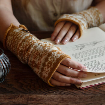 Alpaca Fair Isle Fingerless Mitts, 2 of 10