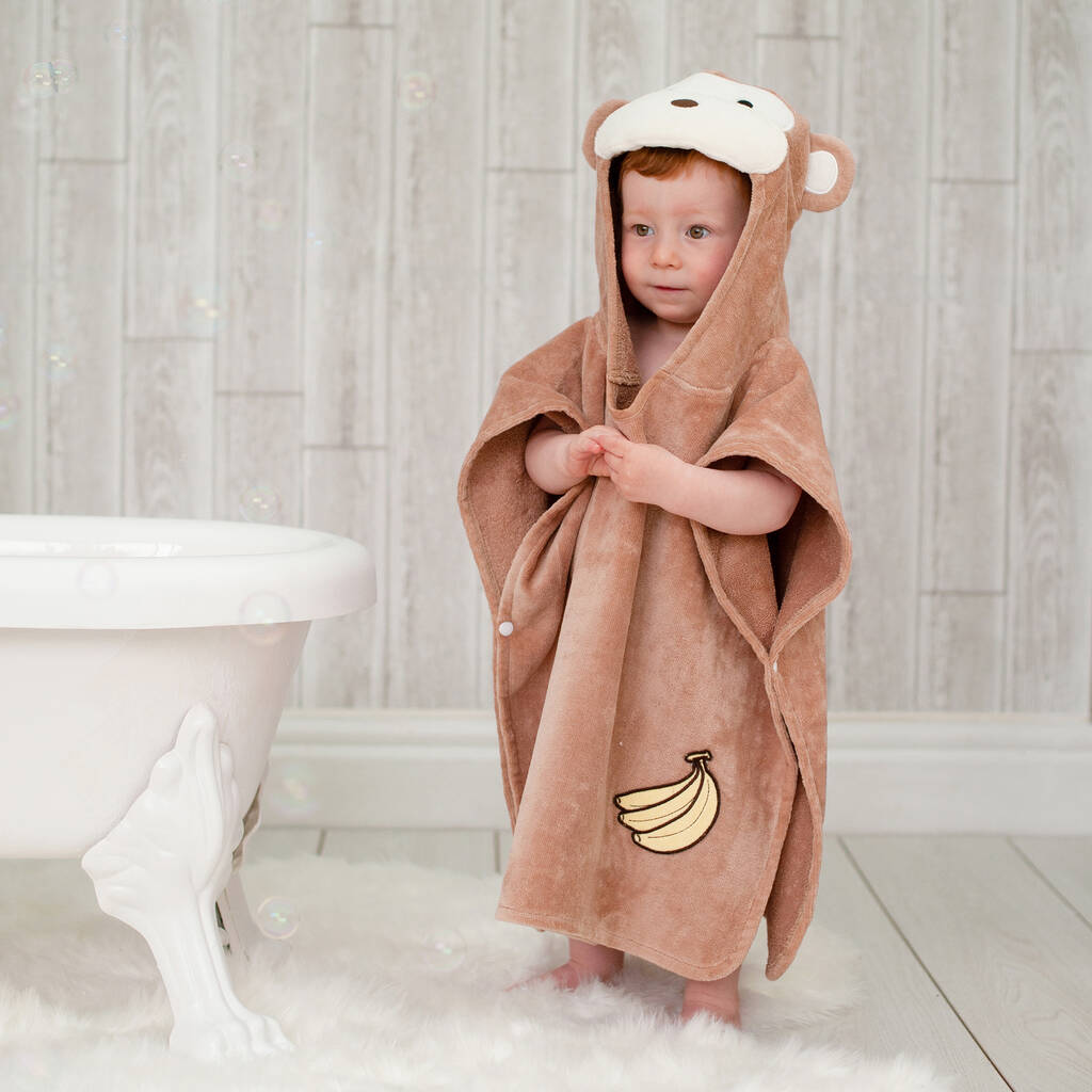 Personalised Cheeky Monkey Children Poncho Towel, 1 of 10