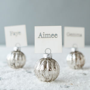 Wedding Place Cards Notonthehighstreet Silver Bauble Place Name Holders And Cards Decoration