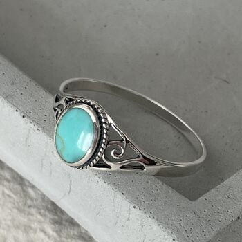 Sterling Silver Turquoise Ring, Boho Jewellery, 7 of 9