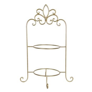 57cm Two Tiers Cake Stand Gold Metal Serving Platter, 2 of 2