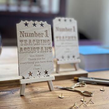 Personalised Number One Teacher Wooden Gift Card, 10 of 10