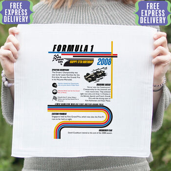 Personalised F1 Season Handkerchief Pair Birthday Gift For All Years, 4 of 9