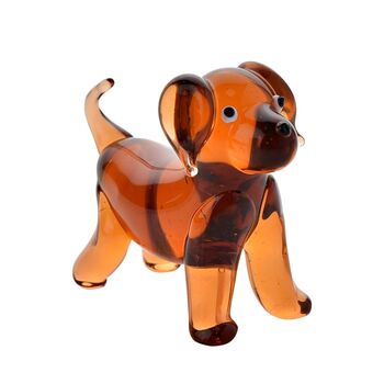 Hand Blown Glass Brown Dog, 2 of 2