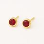Gold Plated Sterling Silver July Ruby Birthstone Stud Earrings, thumbnail 3 of 5