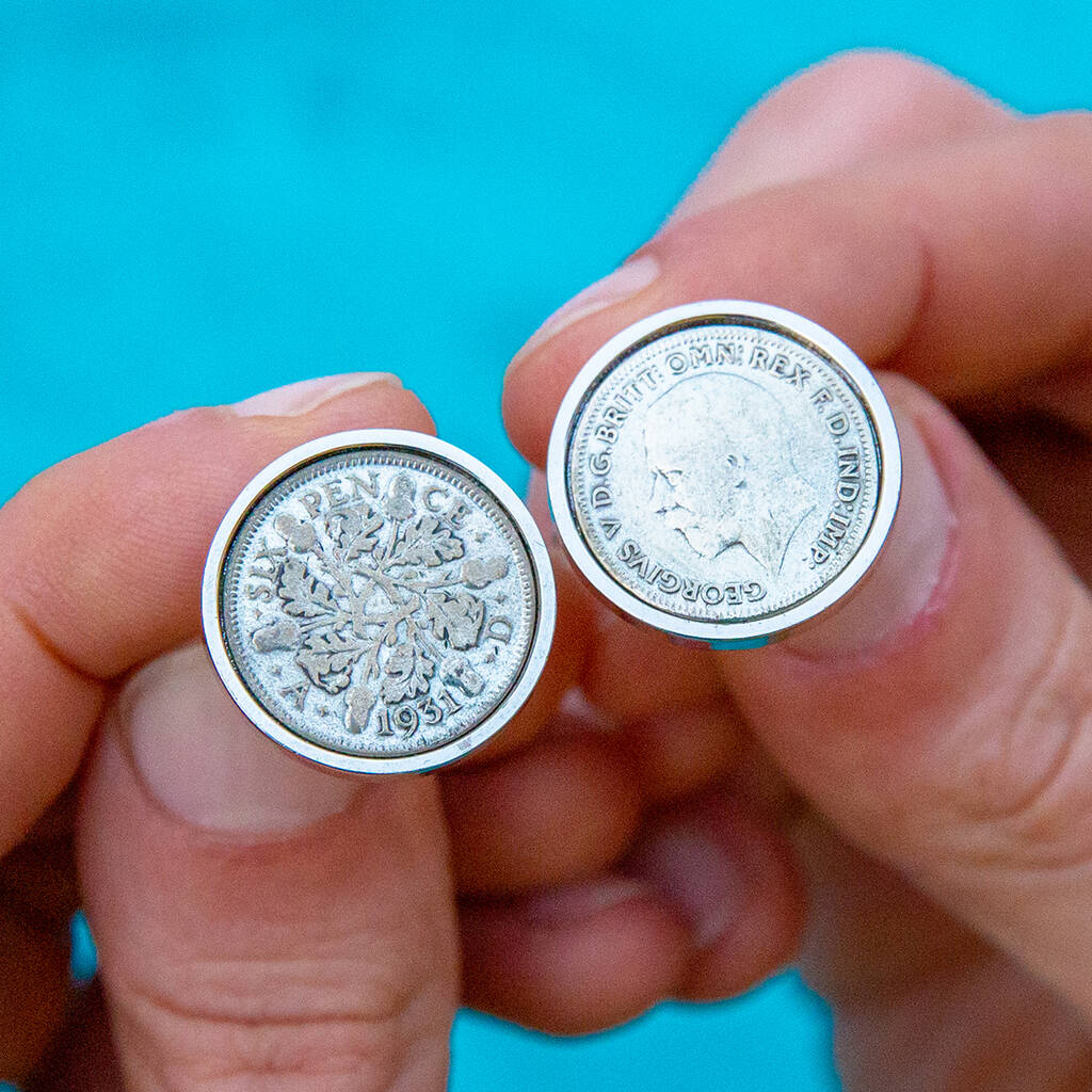 Image of 90th Birthday 1930 Sixpence Coin Cufflinks