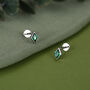 Sterling Silver Emerald Green Cz Rhombus 16 G Flat Back Labret Earrings, thumbnail 1 of 11