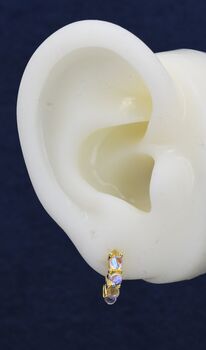 Sterling Silver Moonstone Huggie Hoops, 11 of 12