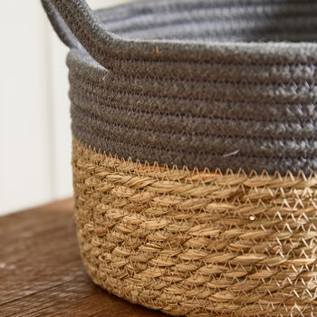 Emery Seagrass Grey Stripe Basket, 4 of 6