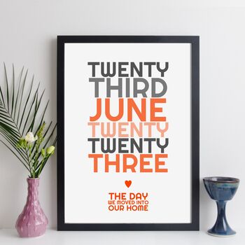 Personalised New Home Date Print With Message, 10 of 12