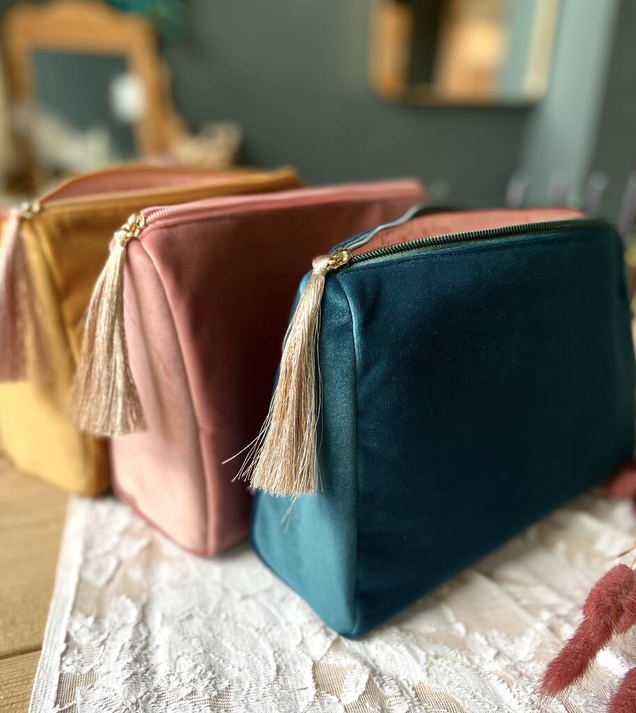 Personalised Velvet Tasseled Wash Bag