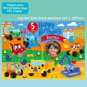 Personalised Little Diggers Birthday Jigsaw Puzzle, 3 of 10