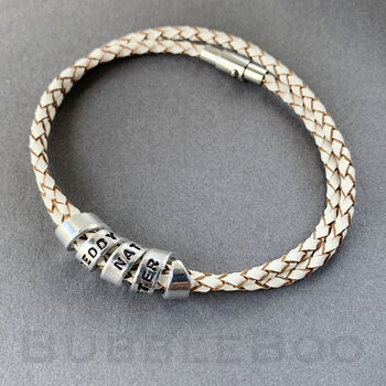 Personalised Secret Message White Leather Bracelet, 5 of 5
