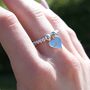 Sterling Silver Ball Bead Ring With Love Heart Charm, thumbnail 4 of 12
