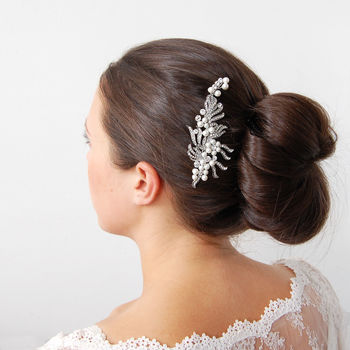 Ribbon Pearl Wedding Hair Comb, 4 of 5