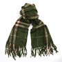 Green Traditional Check Heavyweight Scarf, thumbnail 2 of 6