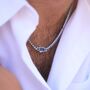 Silver Lapis Gemstone Cuban Necklace Chain For Men, thumbnail 1 of 11