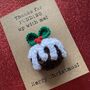 Pudding Crochet Christmas Card Handmade, thumbnail 4 of 8