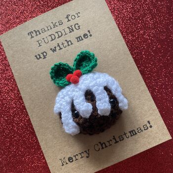 Pudding Crochet Christmas Card Handmade, 4 of 8