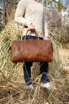 Genuine Leather Holdall, 5 of 12