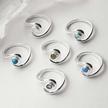 Sterling Silver Gemstone Spiral Adjustable Rings, 3 of 8