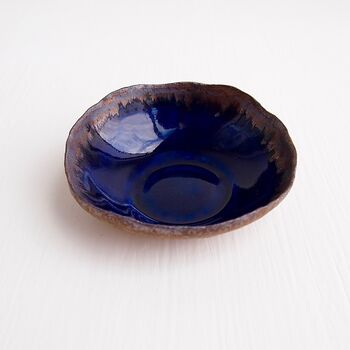 Handmade Navy Blue And Gold Ceramic Ring Dish, 3 of 10
