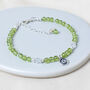 Peridot And Lotus Sterling Silver Bracelet, Natural Gemstone August Birthstone Gift, thumbnail 1 of 5