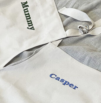 Organic Embroidered Mother's Day Matching Personalised Apron, 5 of 11