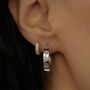 Silver Rainbow Gemstone Huggie Hoop Earrings, thumbnail 2 of 6