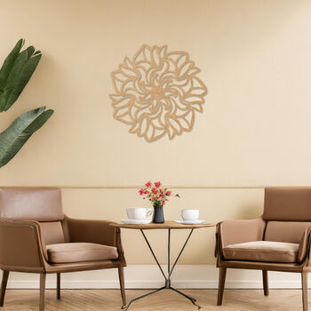 Circular Plywood Mandala Flower Design Handmade In The UK, 8 of 10