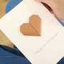 Personalised 8th Bronze Anniversary Origami Heart Card, thumbnail 4 of 4