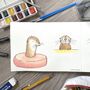 Otter Print Watercolour Illustration, thumbnail 5 of 5