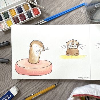 Otter Print Watercolour Illustration, 5 of 5