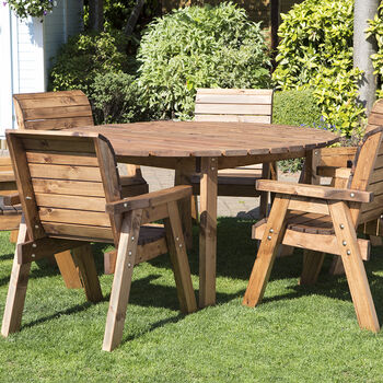 Six Seater Round Garden Furniture Table Set, 5 of 5